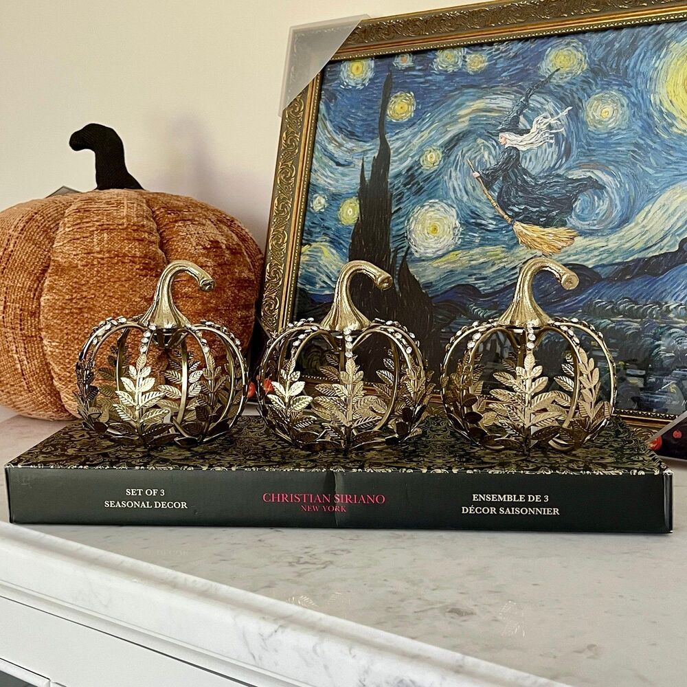 Christian Siriano Halloween Jeweled Metal Pumpkins Set of 3